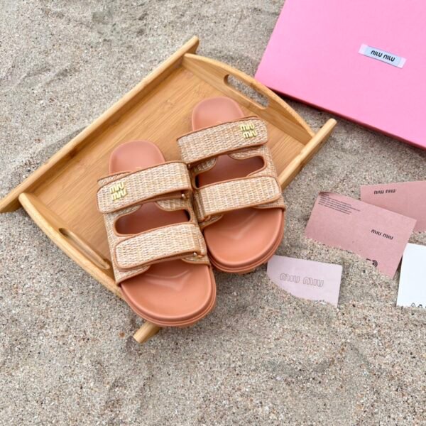 MIU Nappa Leather Slides - Slides