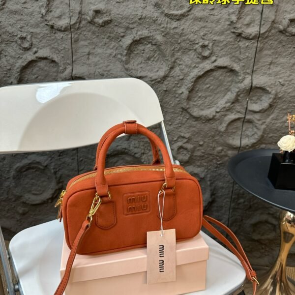 MIU Matelassé Leather Bowling Bag Orange Leather - Bag