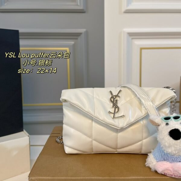 YSL Lou Puffer Small White Leather - Bag