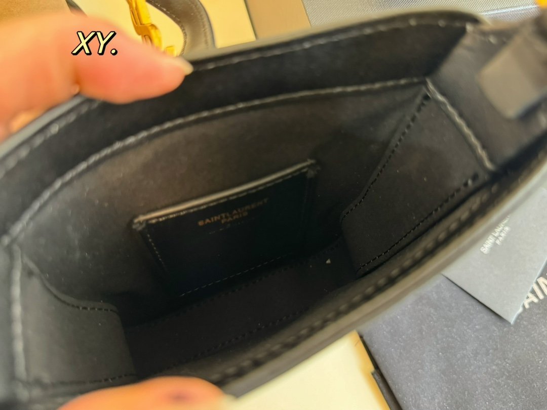 YSL Monogram Phone Holder Black Leather - Bag - Image 9