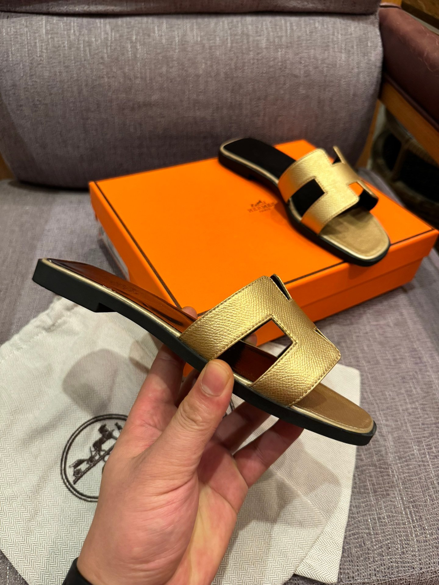 HM Oran Sandals Gold Leather - Sandals - Image 4