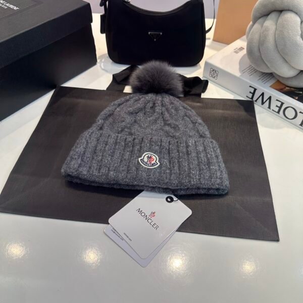 MCL Pom Pom Beanie Grey Wool - Hat