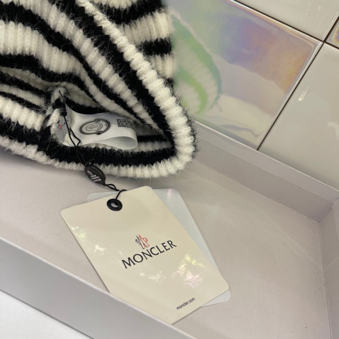 MCL Striped Wool Beanie Black/White - Hat - Image 6