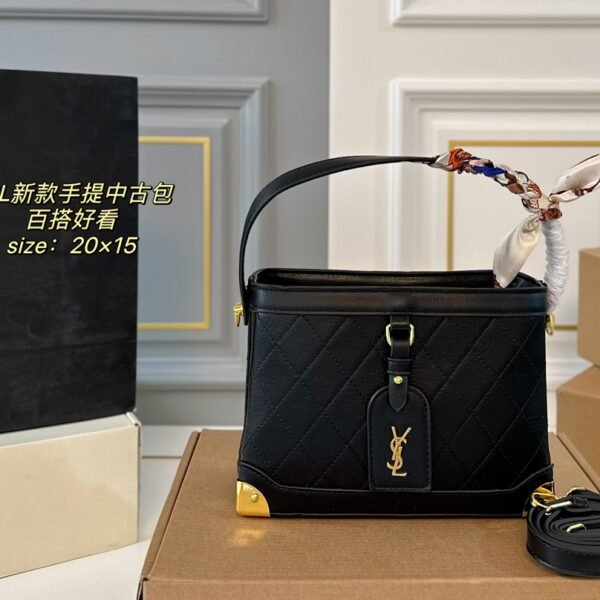 YSL Le Maillon Box Small Black Leather - Bag