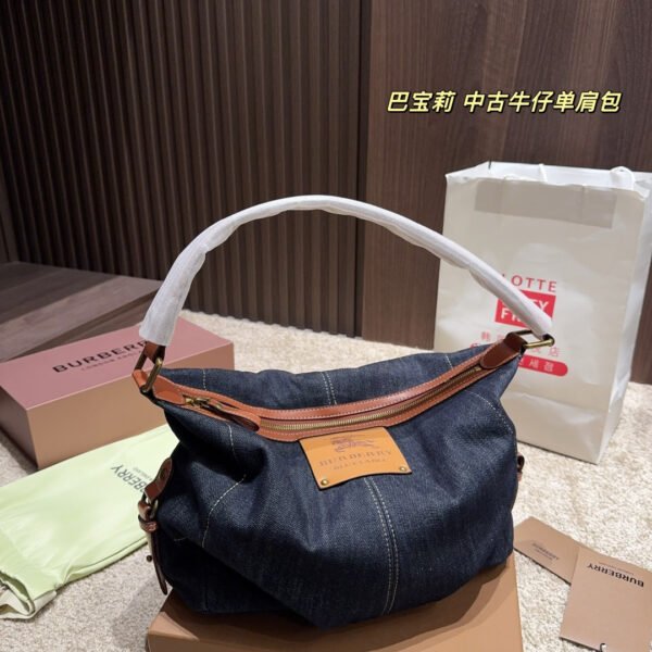 BBR Vintage Check Denim Hobo - Bag