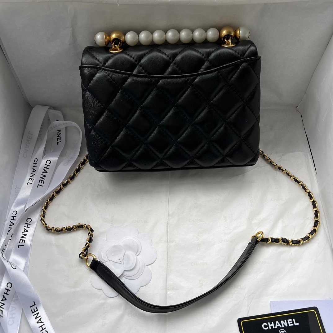 CC Pearl Crush Flap Small Black Leather - Bag - Image 7