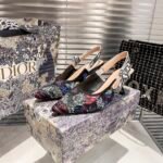 CD J'ACD Slingback Pump Multicolor Embroidered Fabric – Scarpe con tacco