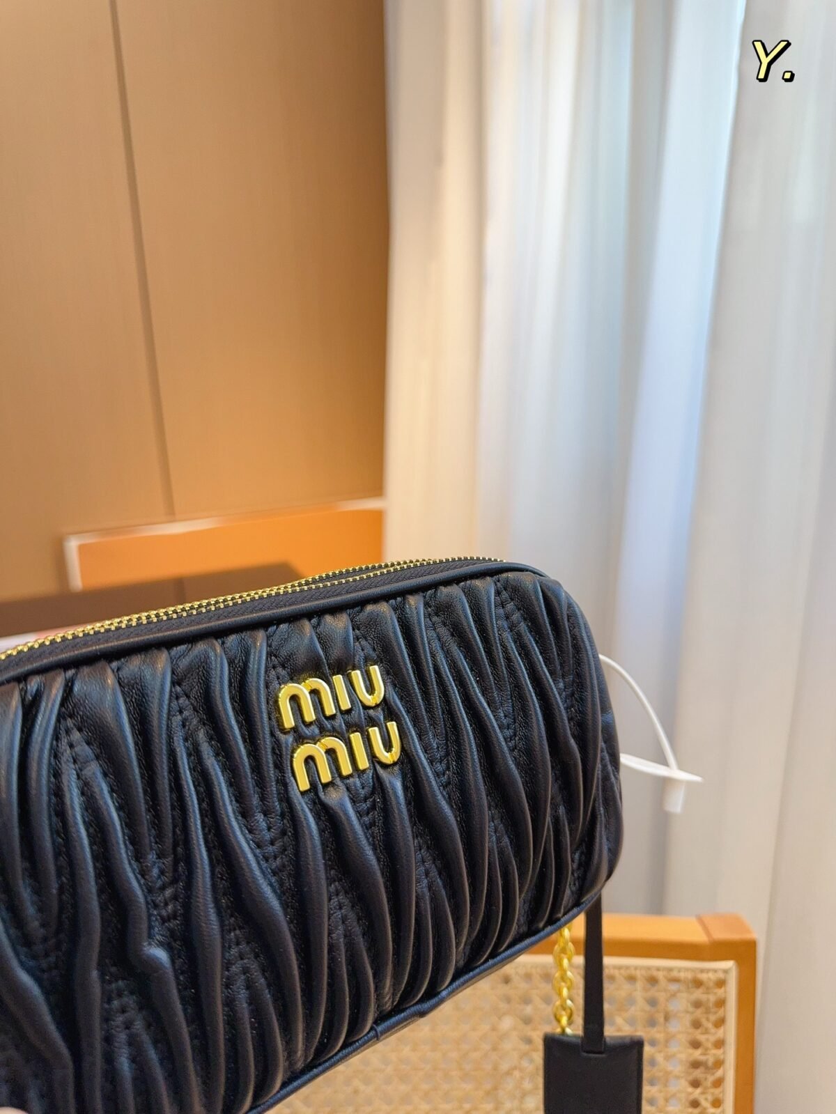 MIU Matelassé Camera Bag Black Leather – Bag — 6