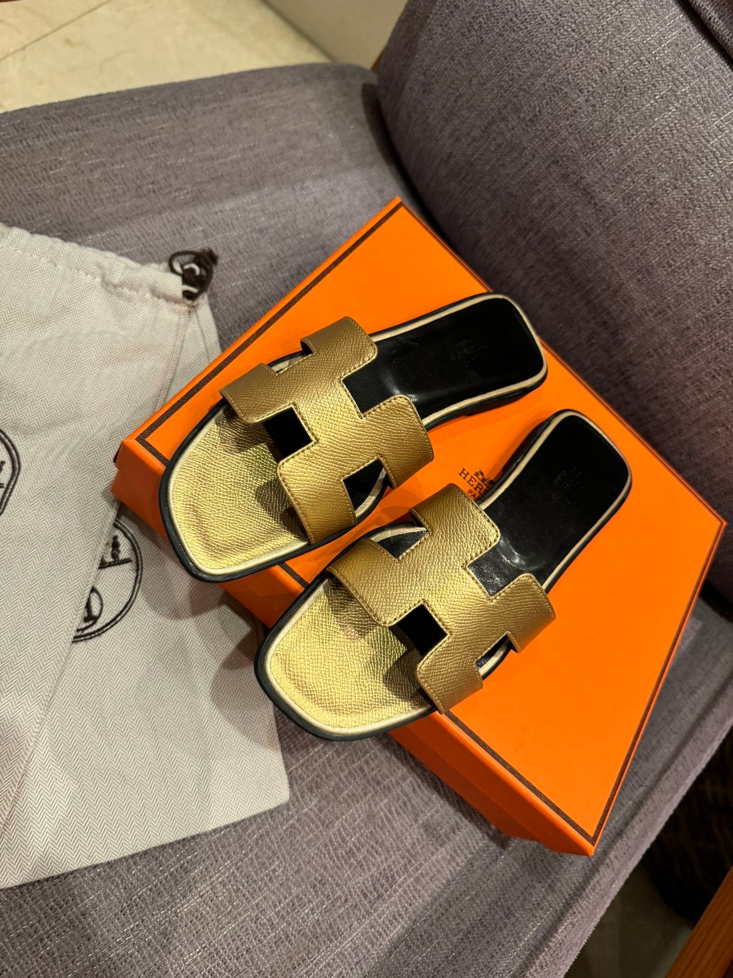HM Oran Sandals Gold Leather - Sandals - Image 2