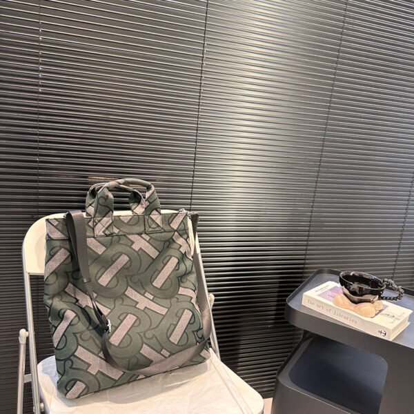BBR Monogram Print Tote Green/Gray Canvas - Bag