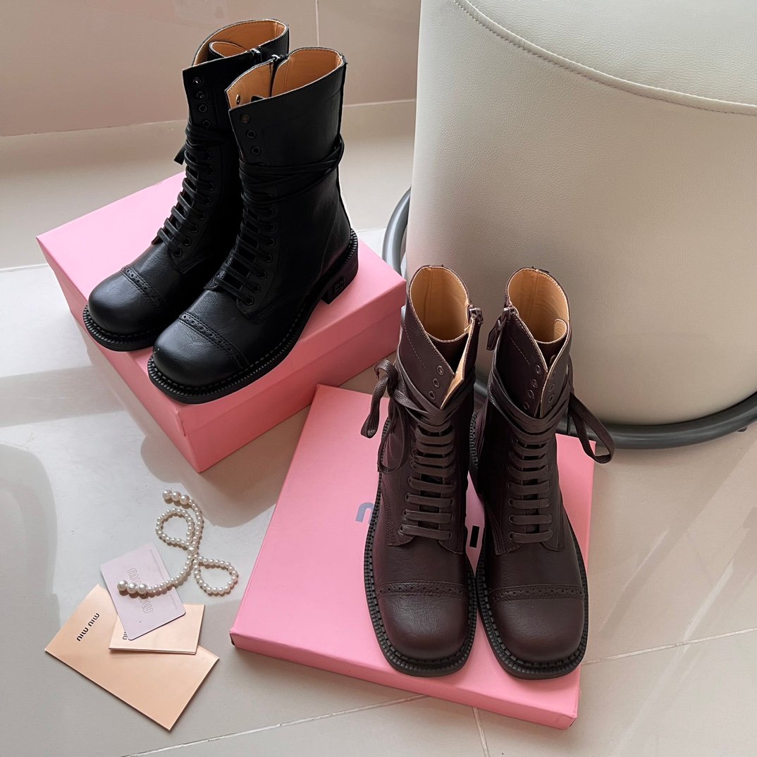 MIU Combat Boots Black Leather - Boots - Image 2