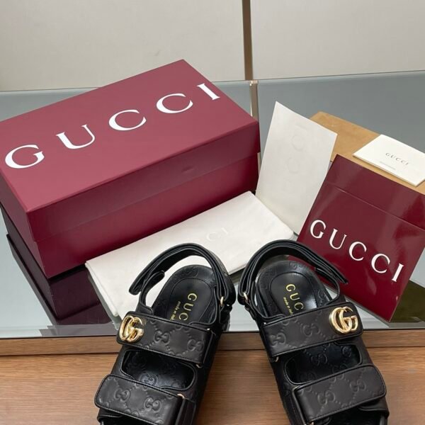 GG GG Logo Embossed Sandals Black - Sandals